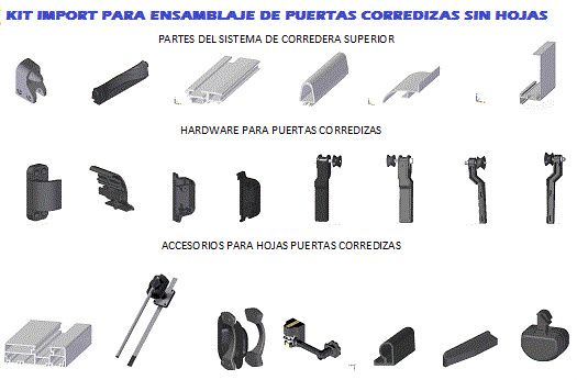 ACCESORIOS PARA PUERTAS CORREDIZAS
KIT COMPLETOS PARA PUERTAS CORREDIZAS
ACCESORIOS PARA PUERTAS DE ABATIR PIVOTANTES
ACCESORIOS PARA PUERTAS VAI-VEN ALTO TRANSITO
ACCESORIOS PARA PUERTAS SECCIONALES