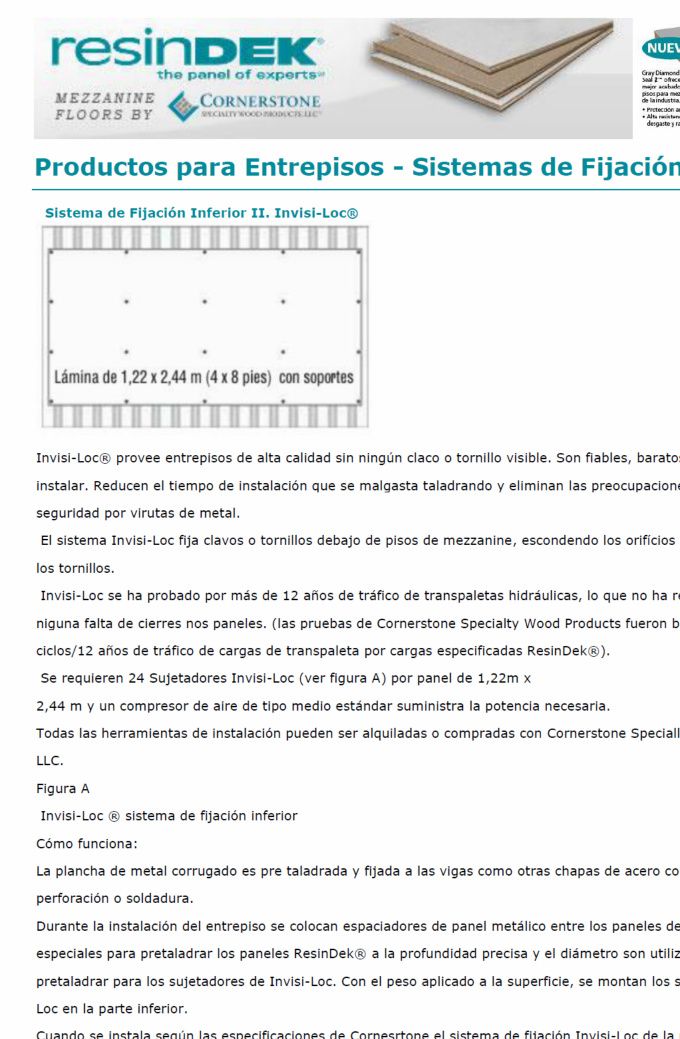 FIJACION PUNTOS DE APOYO PLACAS RESINDEK TM