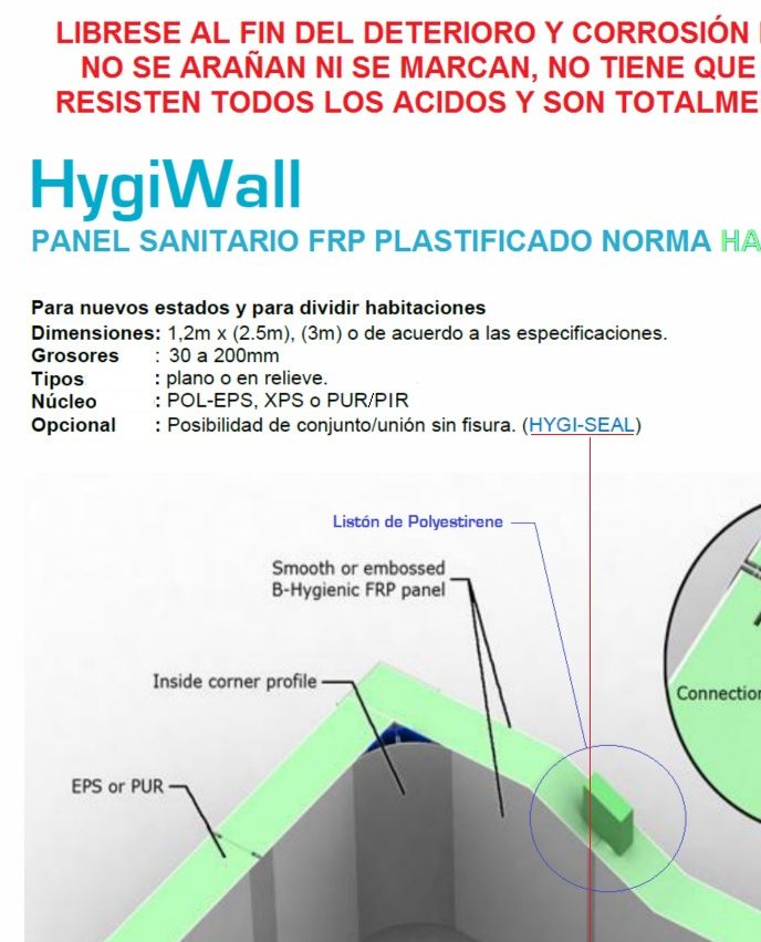 PANELES SANITARIOS PLASTIFICADOS FRP LISO & GOFRADO
ANTI-CORROSIVOS - ANTI-BACTERIAL NORMA HACCP - BPM