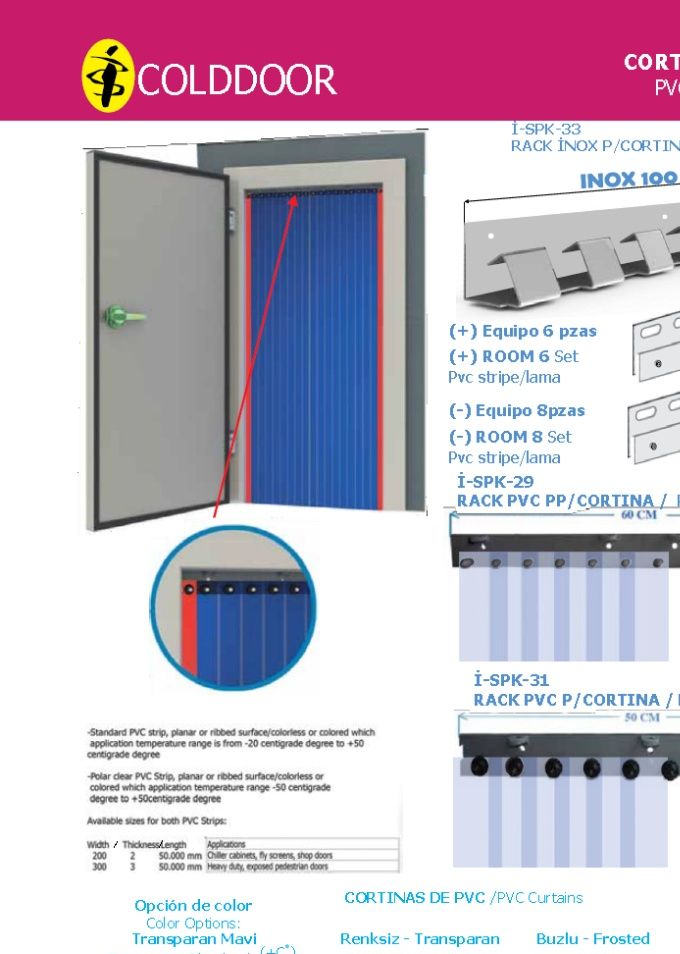 SISTEMAS PARA CORTINAS DE PVC EN ACERO INOX Y PVC + LAMAS