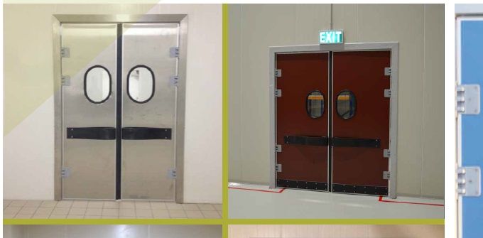 PUERTAS DE ALTO TRANSITO TIPO VAI-VÉN DE UNA Y DOS HOJAS CON PROTECCIÓN BUMPER DE PE Y ABS INFERIOR