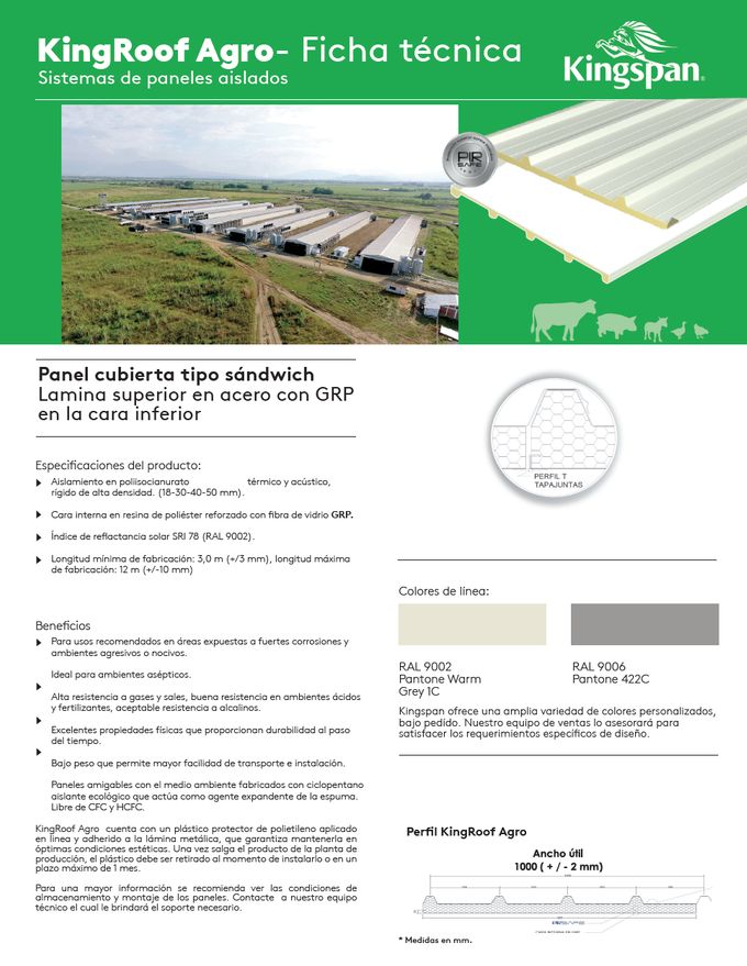 PANEL PIR SAFE CUBIERTA KING-ROOF AGRO P1