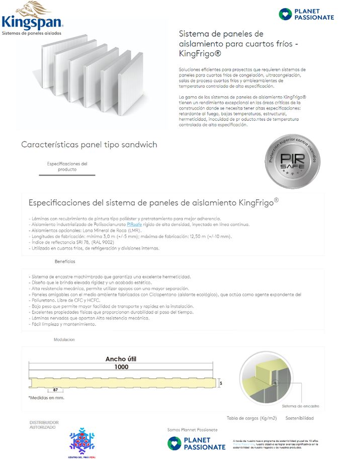 SISTEMA DE PANELES AISLADOS - PIRSAFE DE KINGSPAN 